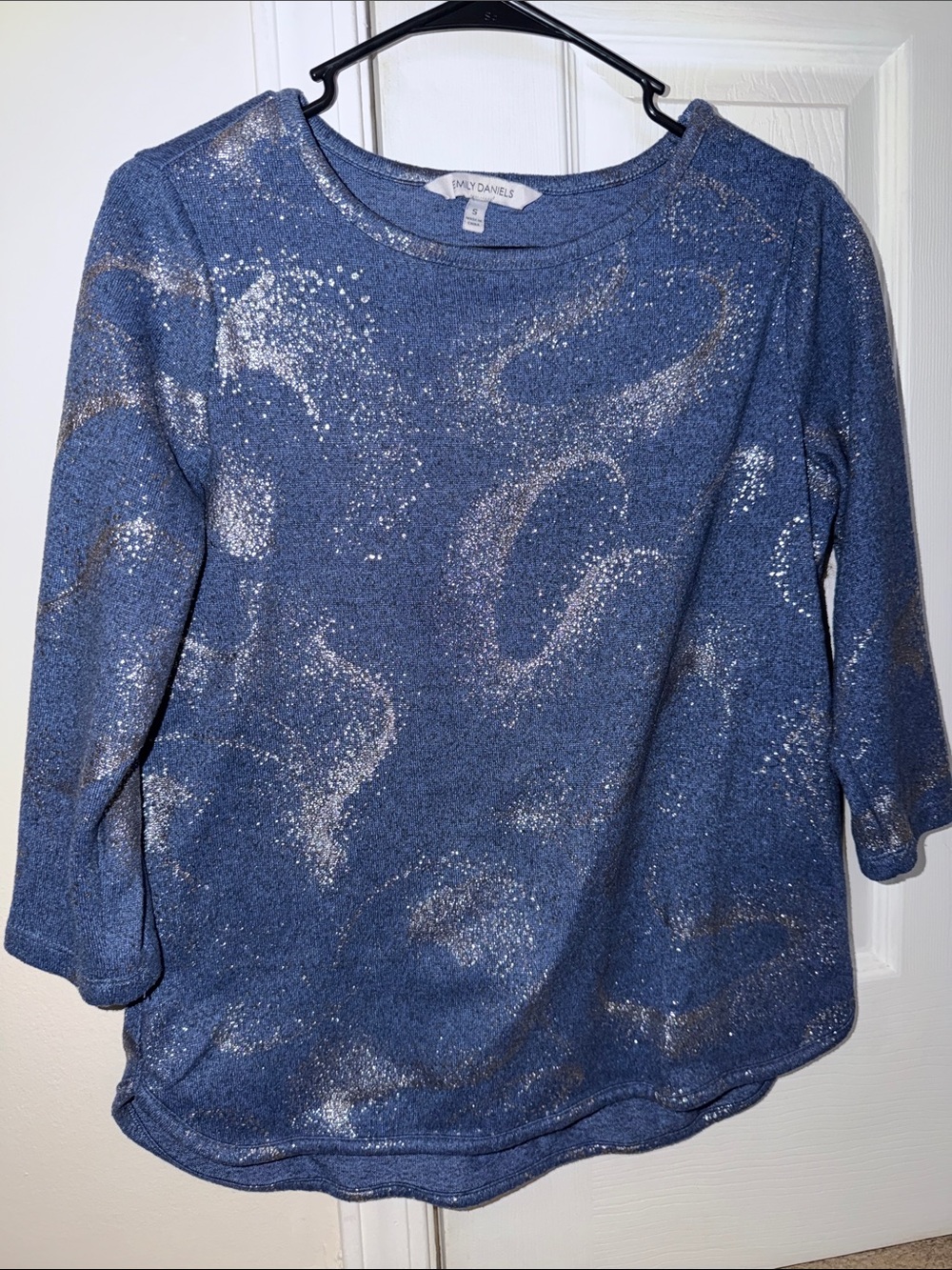 Emily Daniels Blue Metallic Sparkle Sweatshirt